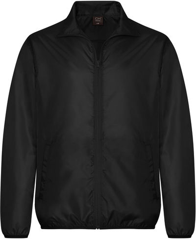 Am image of a Custom Coal Harbour Essential Water Resistant Windbreaker Jacket in Black!