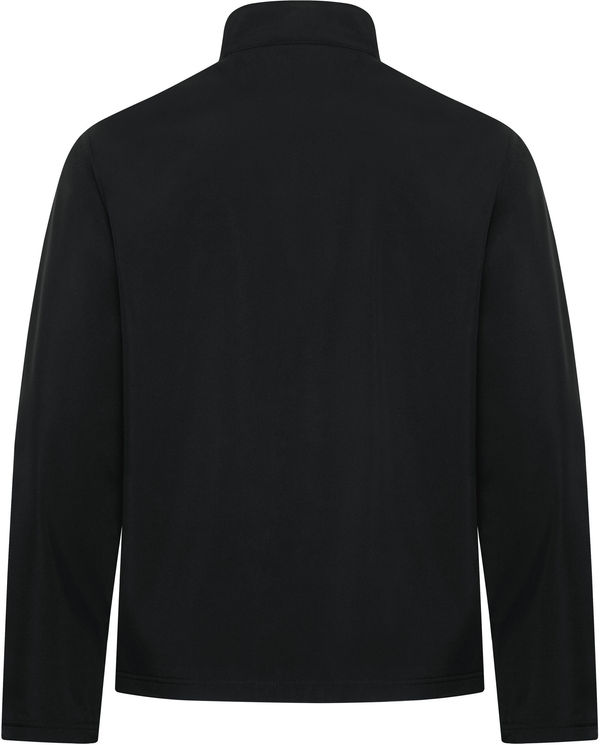 Am image of a Custom Coal Harbour Essential Water Repellent Soft Shell Jacket in Black!