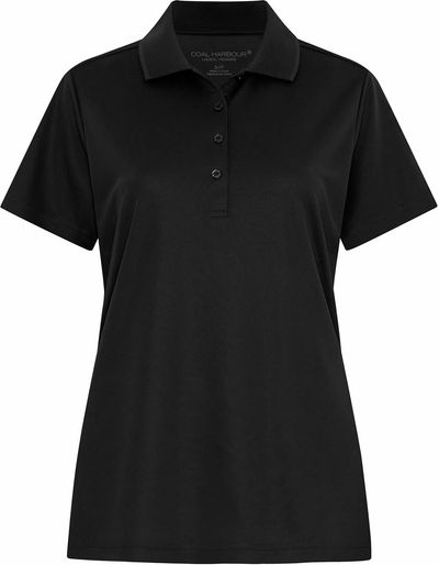 Am image of a Custom Coal Harbour Everyday Snag Resistant Ladies Polo in Black!