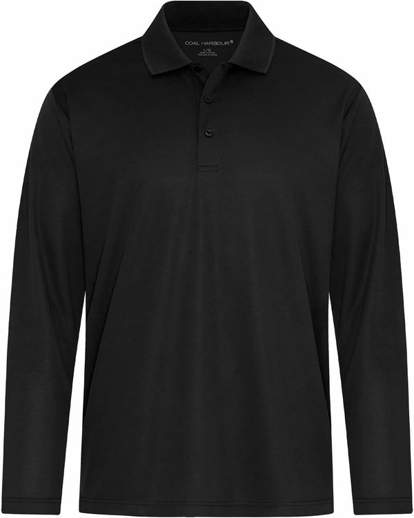 Am image of a Custom Coal Harbour Everyday Snag Resistant Long Sleeve Polo in Black!