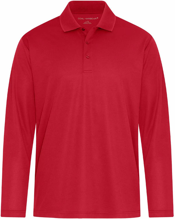 Am image of a Custom Coal Harbour Everyday Snag Resistant Long Sleeve Polo in Red!