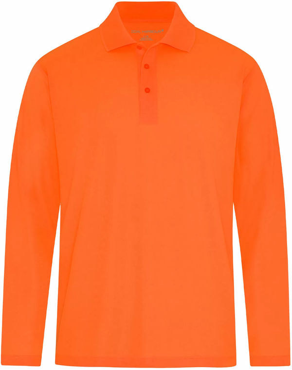 Am image of a Custom Coal Harbour Everyday Snag Resistant Long Sleeve Polo in Safety Orange!
