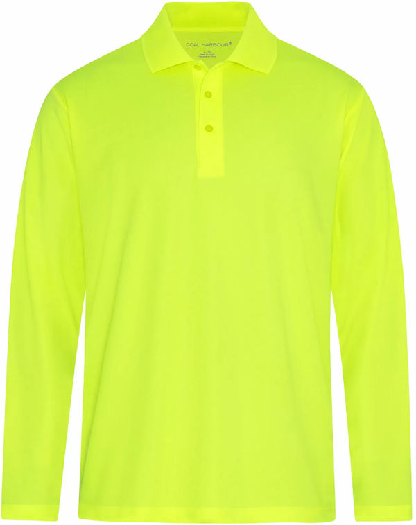 Am image of a Custom Coal Harbour Everyday Snag Resistant Long Sleeve Polo in Safety Yellow!