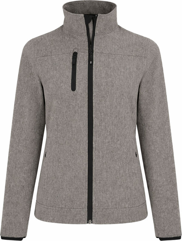 An image of a Custom Coal Harbour Premier Water Repellent Soft Shell Ladies Jacket in Gravel!