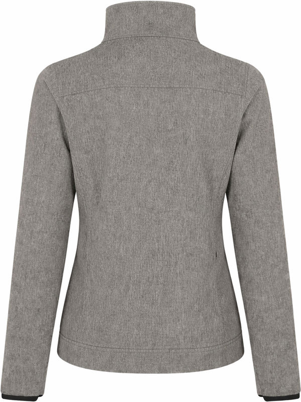 An image of a Custom Coal Harbour Premier Water Repellent Soft Shell Ladies Jacket in Gravel!