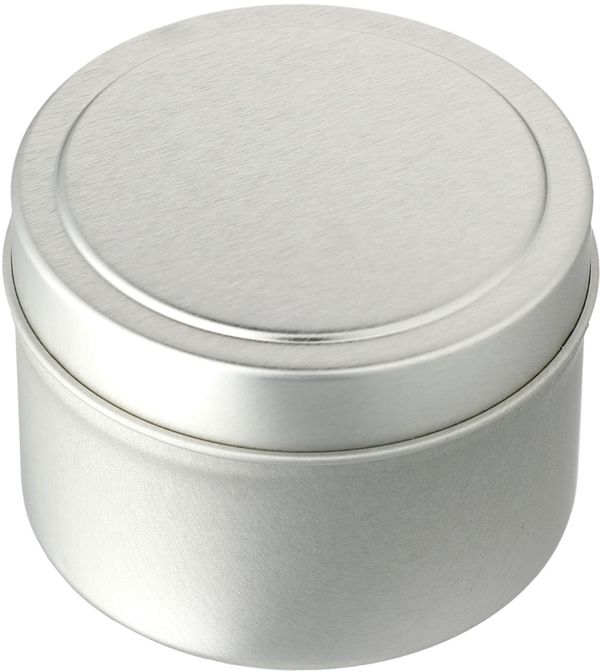 Am image of a Custom Coastal Waves 2.7oz Mini Tin Candle in Silver!