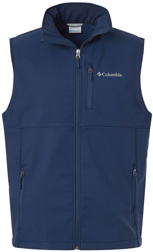 Am image of a Custom Columbia Ascender Soft Shell Vest in Collegiate Navy!