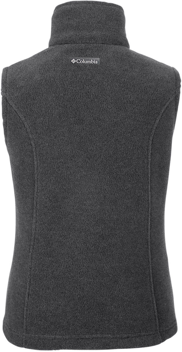 Am image of a Custom Columbia Ladies Benton Springs Vest in Charcoal Heather!