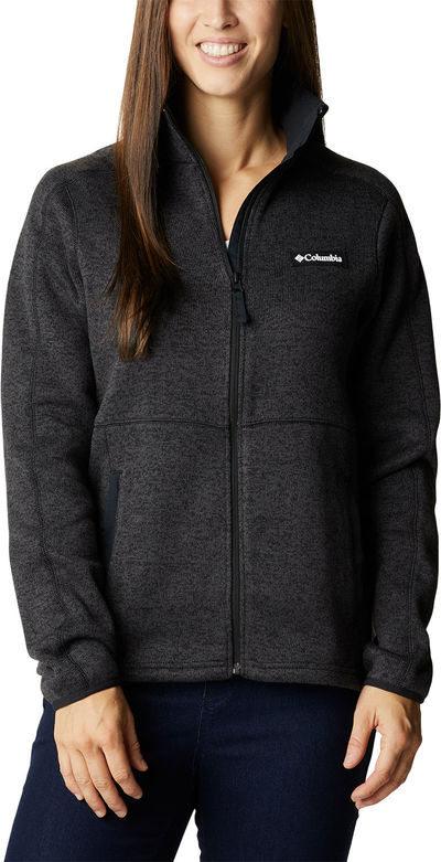 Am image of a Custom Columbia Ladies Sweater Weather Full Zip in Black Heather!