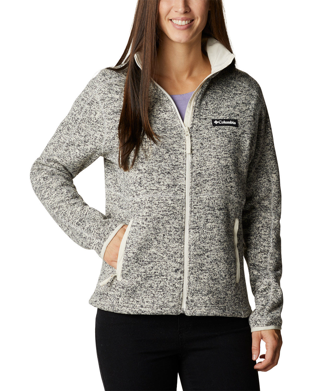 Columbia Ladies Sweater Weather Full Zip in Chalk Heather