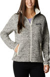 Am image of a Custom Columbia Ladies Sweater Weather Full Zip in Chalk Heather!