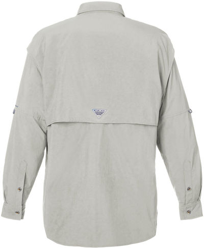 Am image of a Custom Columbia Mens Bahama Long Sleeve Shirt in Cool Grey!