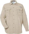 Am image of a Custom Columbia Mens Bahama Long Sleeve Shirt in Fossil!