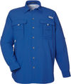 Am image of a Custom Columbia Mens Bahama Long Sleeve Shirt in Vivid Blue!