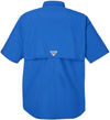 Am image of a Custom Columbia Mens Bahama Short Sleeve Shirt in Vivid Blue!