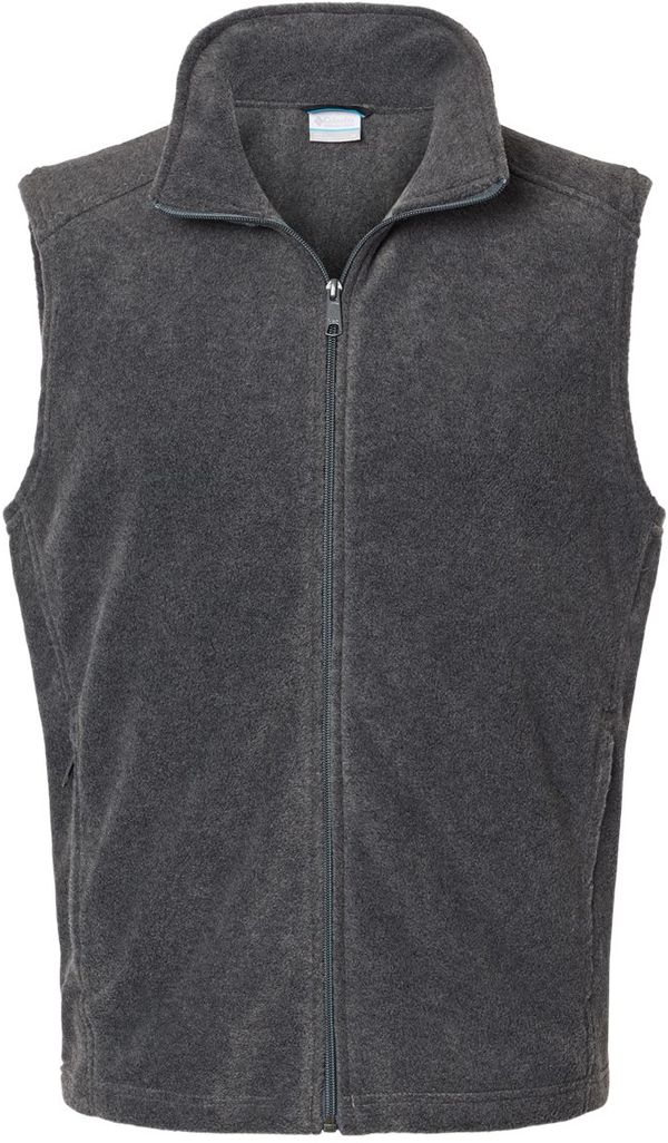 Am image of a Custom Columbia Mens Steens Mountain Vest in Charcoal Heather!