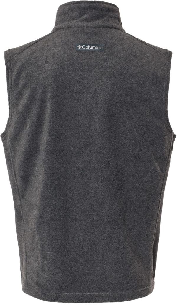 Am image of a Custom Columbia Mens Steens Mountain Vest in Charcoal Heather!