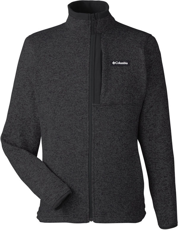 Am image of a Custom Columbia Mens Sweater Weather Full Zip in Black Heather!
