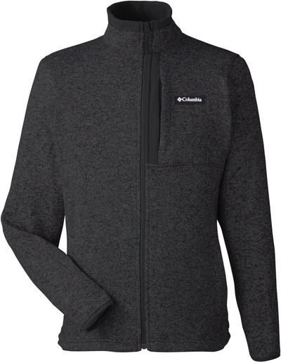 Am image of a Custom Columbia Mens Sweater Weather Full Zip in Black Heather!