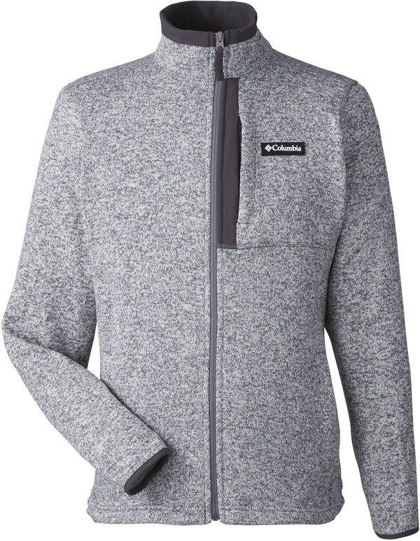 Am image of a Custom Columbia Mens Sweater Weather Full Zip in Dark Stone Heather!