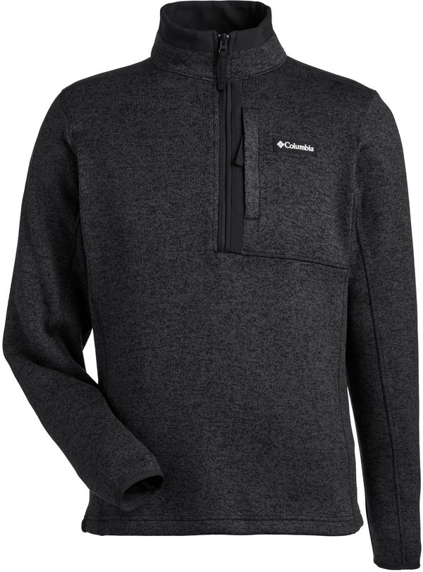 Am image of a Custom Columbia Mens Sweater Weather Half Zip in Black!