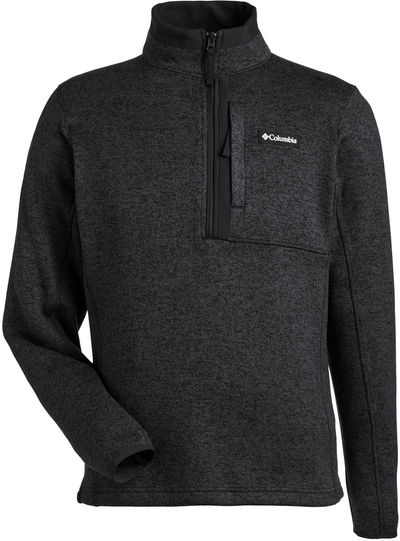Am image of a Custom Columbia Mens Sweater Weather Half Zip in Black!