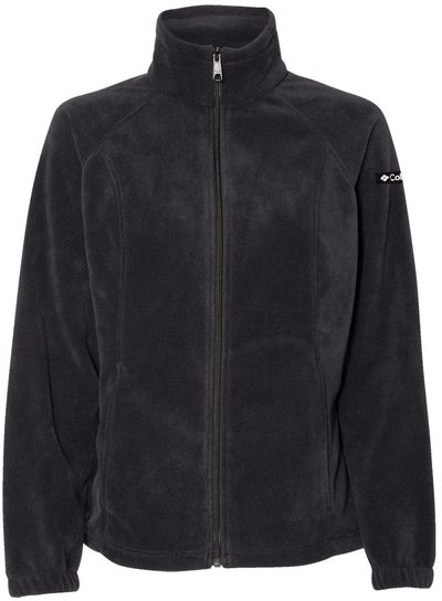 Am image of a Custom Columbia Women Benton Springs Fleece Full Zip Jacket in Black!