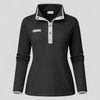 An image of a Custom Columbia Womens Benton Springs Half Snap Fleece Pullover in Black!