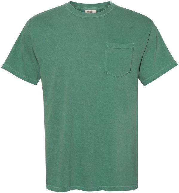 An image of a Custom Comfort Colors Adult Heavyweight RS Pocket T Shirt in Light Green!