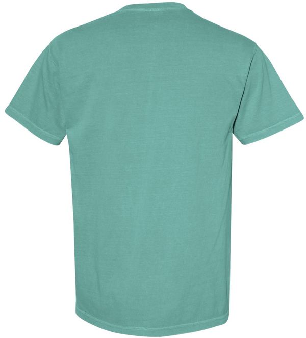 Am image of a Custom Comfort Colors Adult Heavyweight RS Pocket T Shirt in Seafoam!