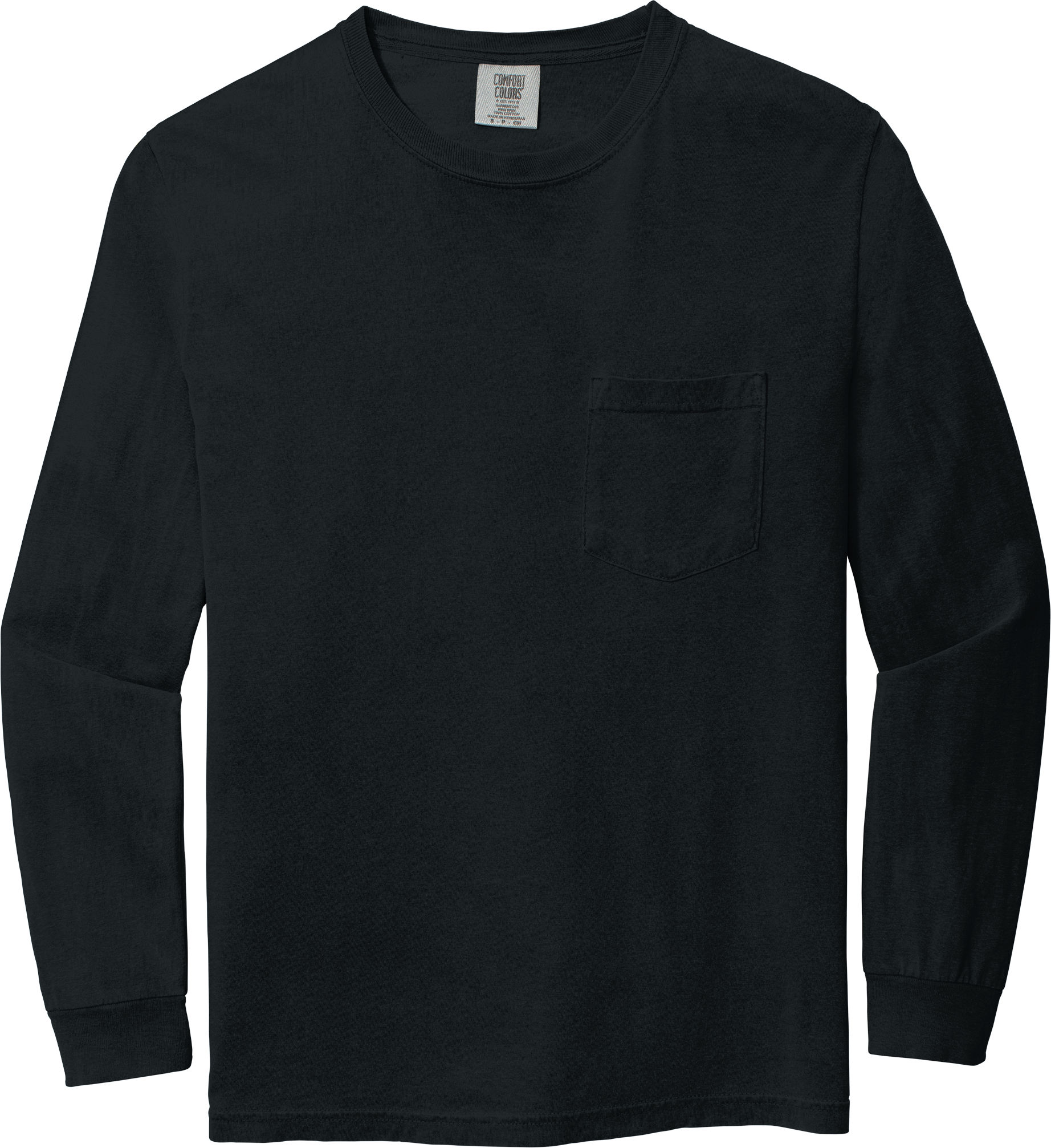 Comfort Colors Heavyweight Ring Spun Long Sleeve Pocket Tee in Black