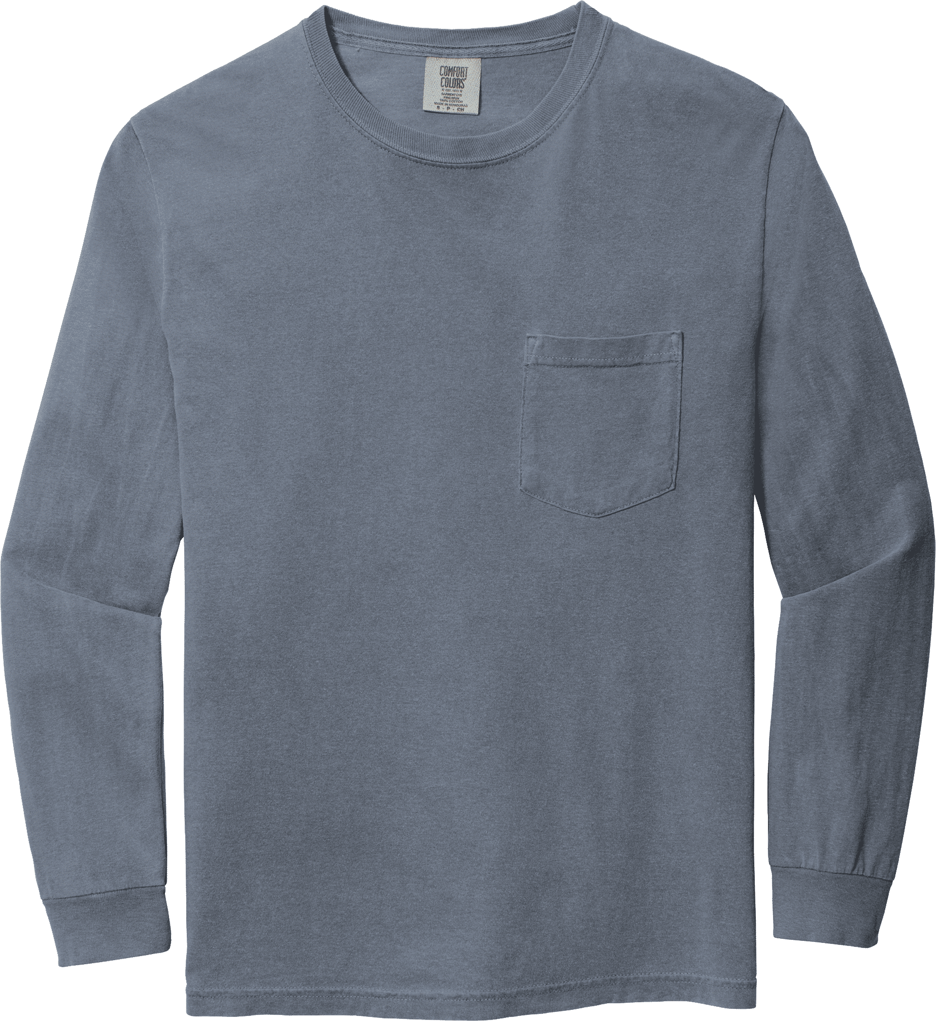 Comfort Colors Heavyweight Ring Spun Long Sleeve Pocket Tee in Blue Jean