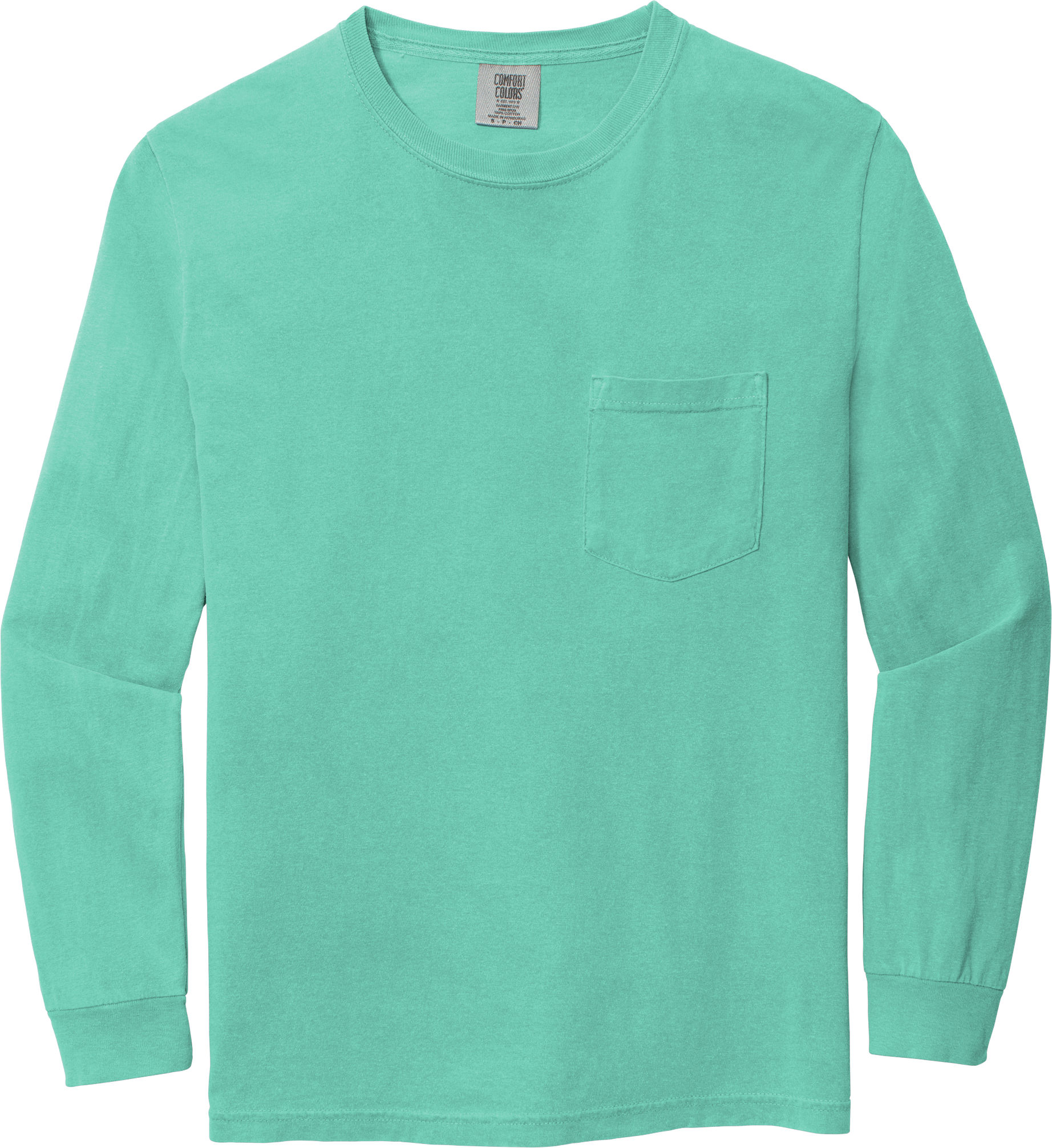 Comfort Colors Heavyweight Ring Spun Long Sleeve Pocket Tee in Chalky Mint