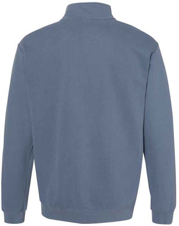 Am image of a Custom Comfort Colors Unisex Garment Dyed Quarter Zip Sweatshirt in Blue Jean!
