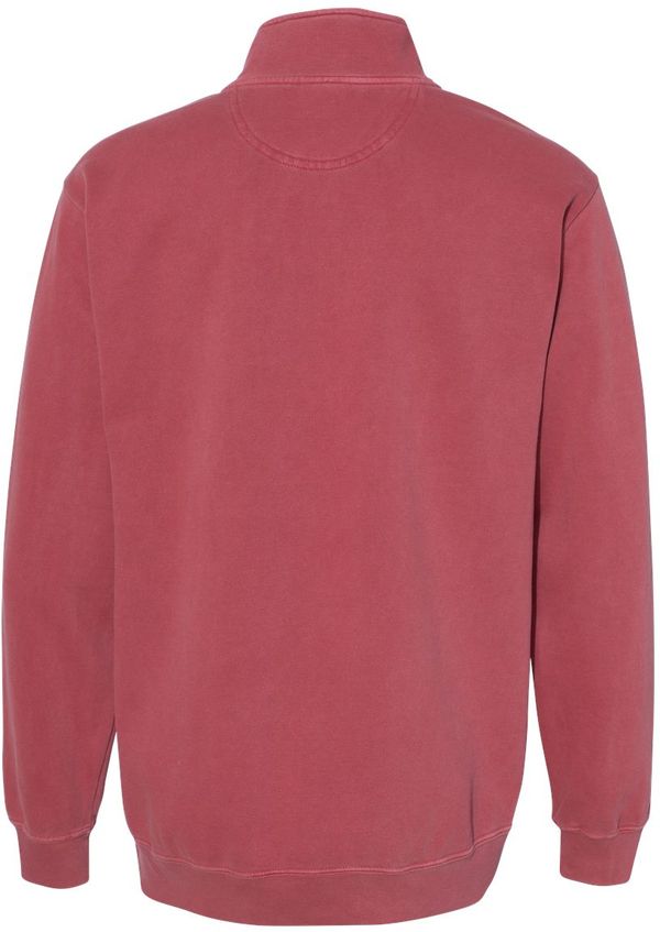 An image of a Custom Comfort Colors Unisex Garment Dyed Quarter Zip Sweatshirt in Crimson!