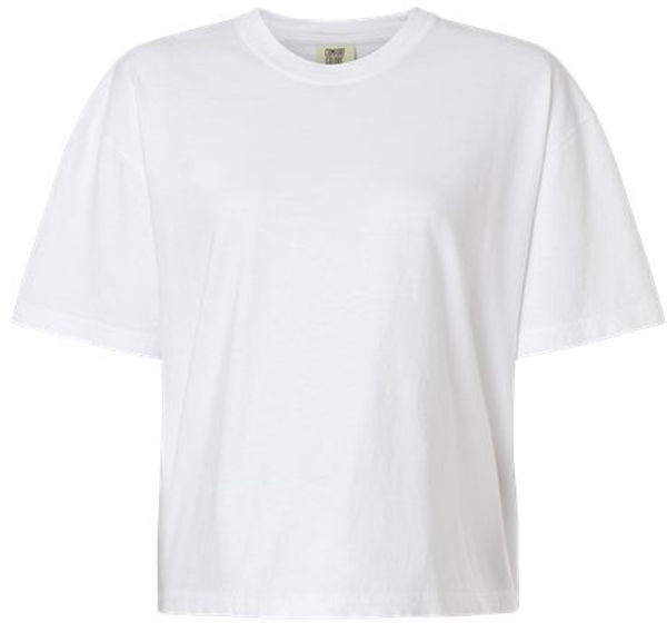 An image of a Custom Comfort Colors Womens Garment Dyed Heavyweight Boxy TShirt in White!
