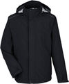 Am image of a Custom Core365 Mens Barrier Rain Jacket in Black!