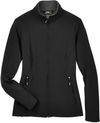 Am image of a Custom Core365 Ladies Cruise Two Layer Fleece Bonded Soft Shell Jacket in Black!