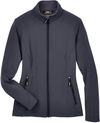 Am image of a Custom Core365 Ladies Cruise Two Layer Fleece Bonded Soft Shell Jacket in Carbon!