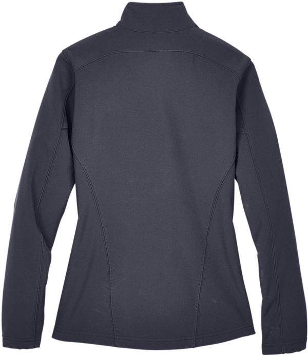 Am image of a Custom Core365 Ladies Cruise Two Layer Fleece Bonded Soft Shell Jacket in Carbon!