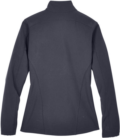 Am image of a Custom Core365 Ladies Cruise Two Layer Fleece Bonded Soft Shell Jacket in Carbon!