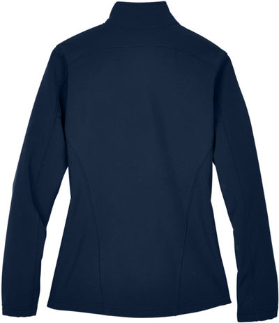 Am image of a Custom Core365 Ladies Cruise Two Layer Fleece Bonded Soft Shell Jacket in Classic Navy!
