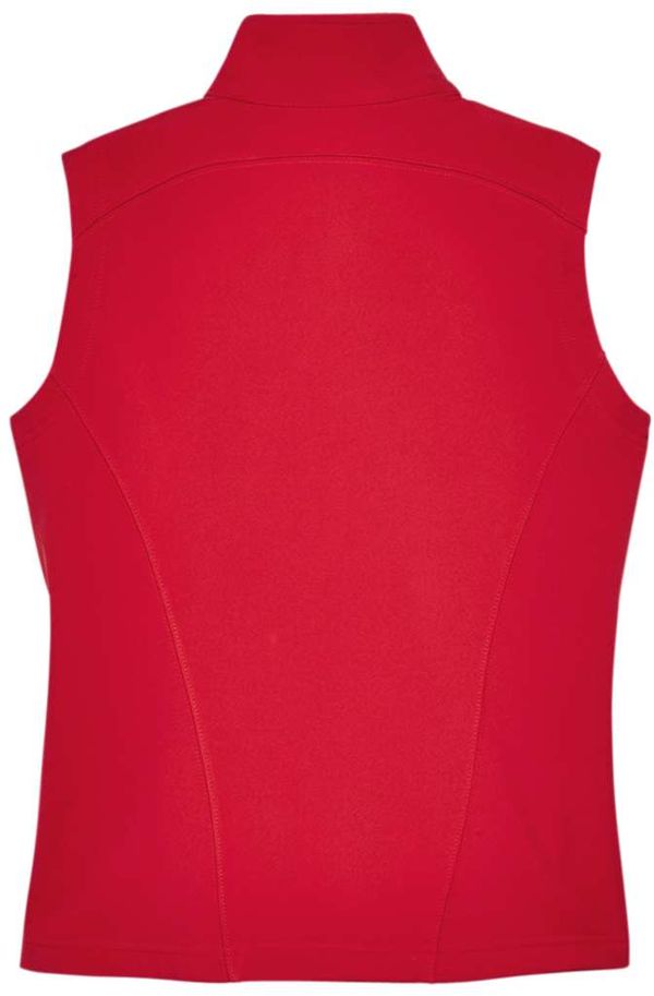 An image of a Custom Core 365 Ladies' Cruise Two Layer Fleece Bonded Soft Shell Vest in Classic Red!