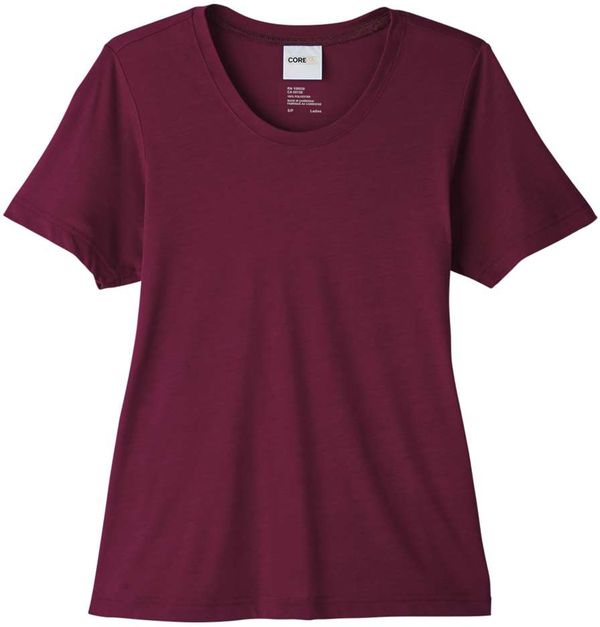 An image of a Custom Core 365 Ladies' Fusion ChromaSoft™ Performance T Shirt in Burgundy!
