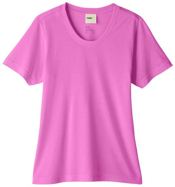 An image of a Custom Core 365 Ladies' Fusion ChromaSoft™ Performance T Shirt in Charity Pink!