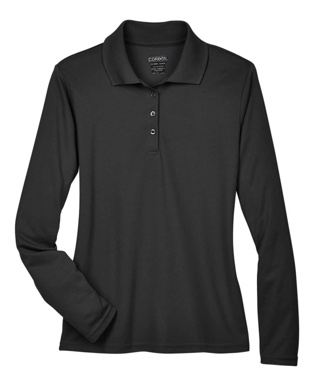 Core 365 Ladies' Pinnacle Performance Long Sleeve Pique Polo in Black 703