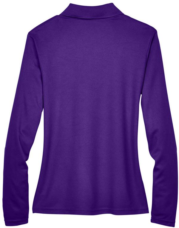 An image of a Custom Core 365 Ladies' Pinnacle Performance Long Sleeve Pique Polo in Campus Prple 427!