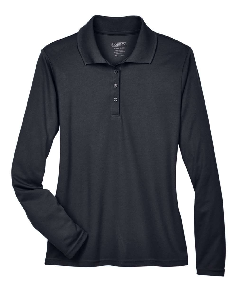 Core 365 Ladies' Pinnacle Performance Long Sleeve Pique Polo in Carbon 456