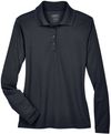 An image of a Custom Core 365 Ladies' Pinnacle Performance Long Sleeve Pique Polo in Carbon 456!