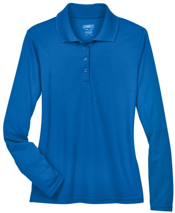 An image of a Custom Core 365 Ladies' Pinnacle Performance Long Sleeve Pique Polo in True Royal 438!